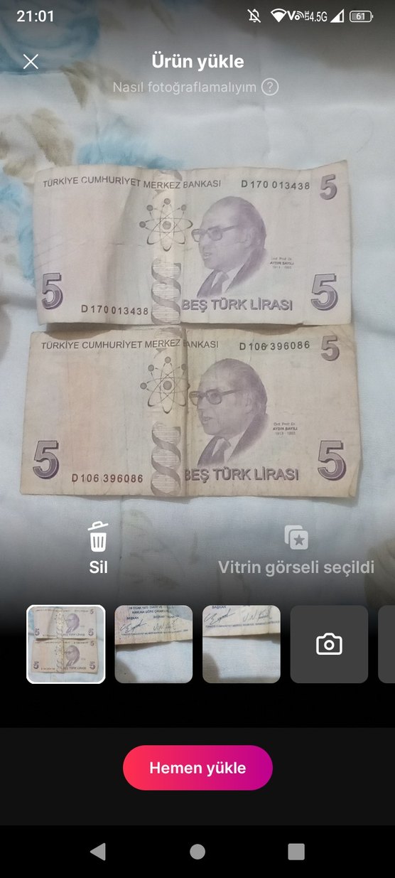 eski bankotlu 5 TL hatalı basım - Görsel 3