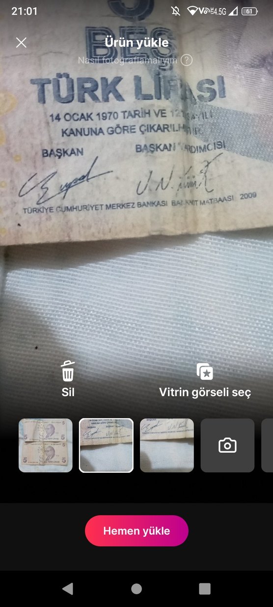 eski bankotlu 5 TL hatalı basım - Görsel 2