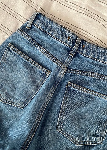 Mavi yüksek bel straight jean - Görsel 6