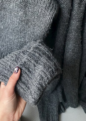 Gri uzun hırka - Görsel 3