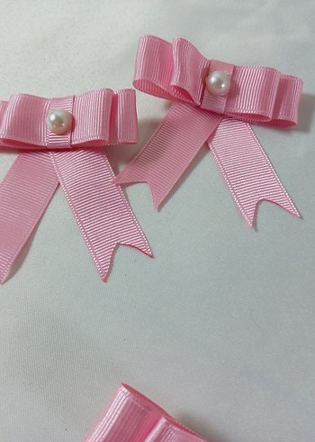 İnci Detaylı Pembe Kurdeleli Çocuk Toka - Görsel 4