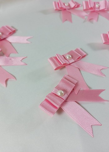 İnci Detaylı Pembe Kurdeleli Çocuk Toka - Görsel 2