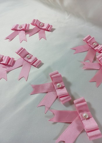 İnci Detaylı Pembe Kurdeleli Çocuk Toka - Görsel 5