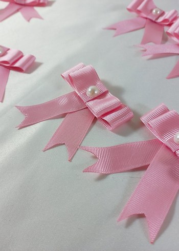 İnci Detaylı Pembe Kurdeleli Çocuk Toka - Görsel 3