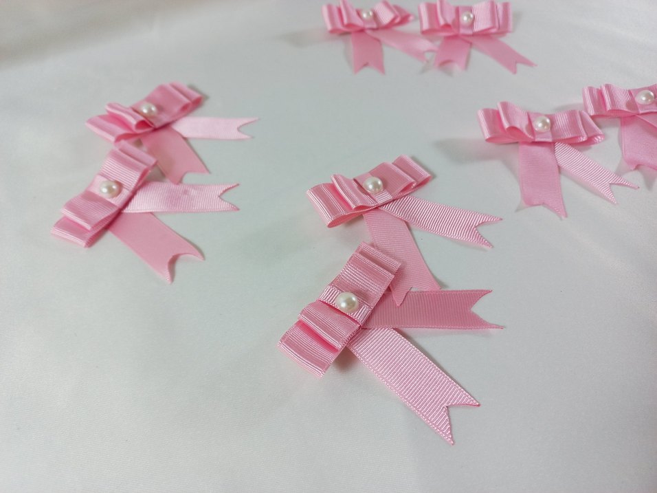 İnci Detaylı Pembe Kurdeleli Çocuk Toka - Görsel 2