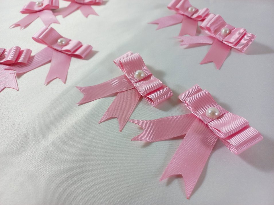 İnci Detaylı Pembe Kurdeleli Çocuk Toka - Görsel 3