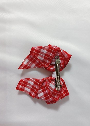 Kırmızı Ekose Fiyonk Saç Aksesuarı - Görsel 5