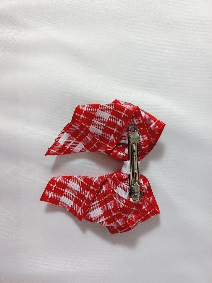Kırmızı Ekose Fiyonk Saç Aksesuarı - Görsel 5