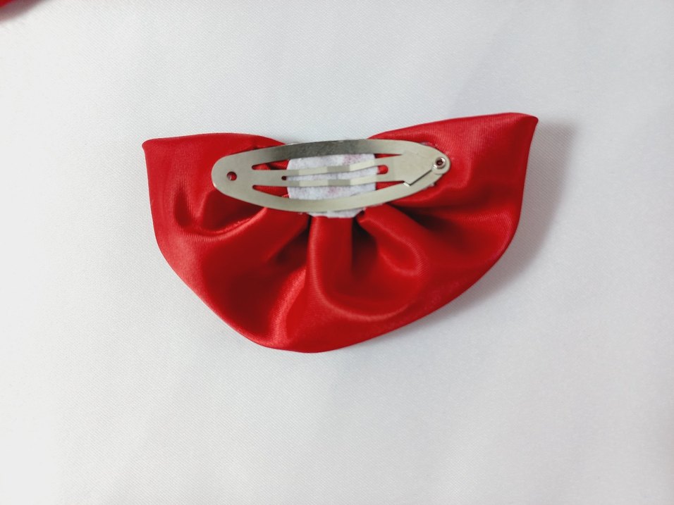 İnci Süslemeli Kırmızı Fiyonk Saç Tokası - Görsel 4