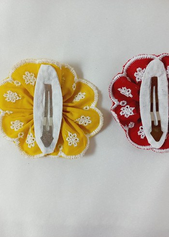 Nakışlı Sarı Fırfırlı çıtçıtlı toka - Görsel 5