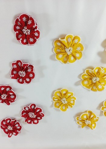 Nakışlı Sarı Fırfırlı çıtçıtlı toka - Görsel 3