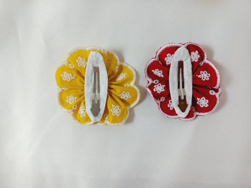 Nakışlı Sarı Fırfırlı çıtçıtlı toka - Görsel 5