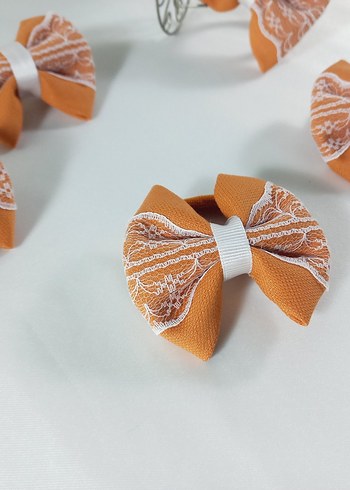 2 li Nakışlı Turuncu Fiyonk Saç Tokası - Görsel 4