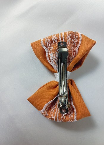 2 li Nakışlı Turuncu Fiyonk Saç Tokası - Görsel 5