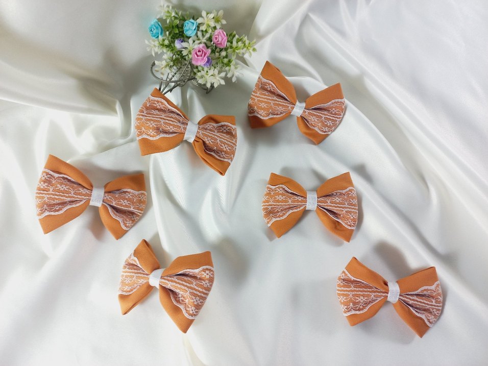 2 li Nakışlı Turuncu Fiyonk Saç Tokası - Görsel 3