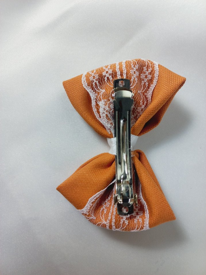 2 li Nakışlı Turuncu Fiyonk Saç Tokası - Görsel 5
