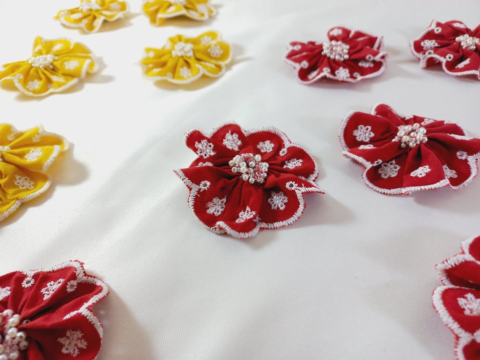 Dantel İşlemeli Kırmızı çıtçıtlı toka - Görsel 3