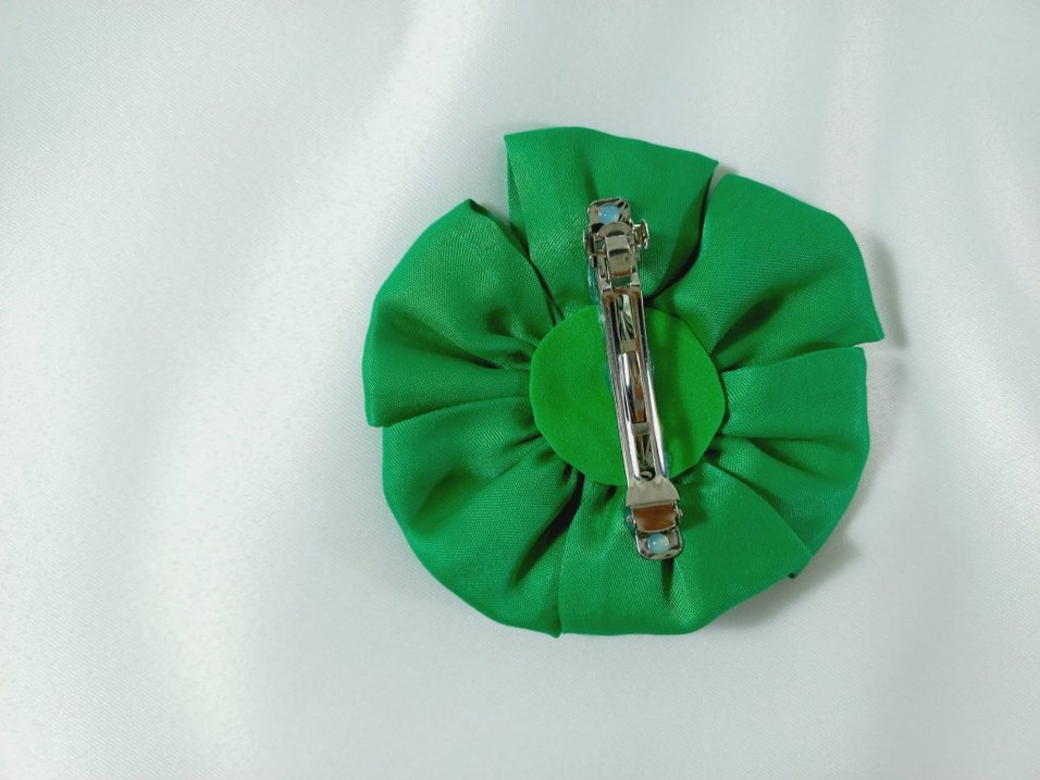 çift Yeşil İpek saten çiçek görünümlü Saç Aksesuarı - Görsel 5