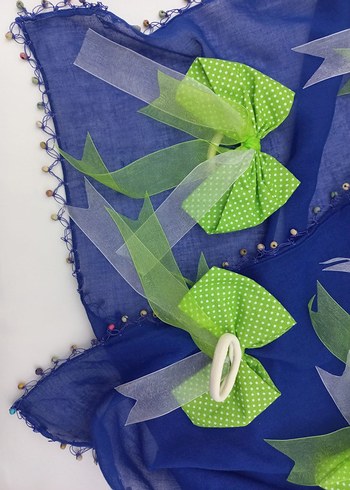 yeşil puantiyeli tül kuyruklu Saç Tokası - Görsel 5