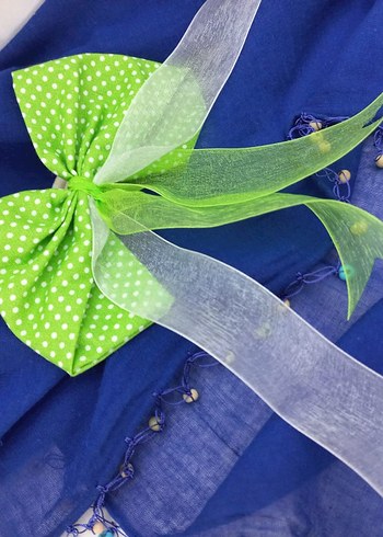 yeşil puantiyeli tül kuyruklu Saç Tokası - Görsel 4