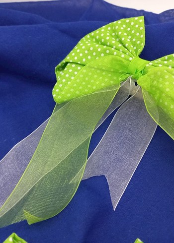 yeşil puantiyeli tül kuyruklu Saç Tokası - Görsel 2