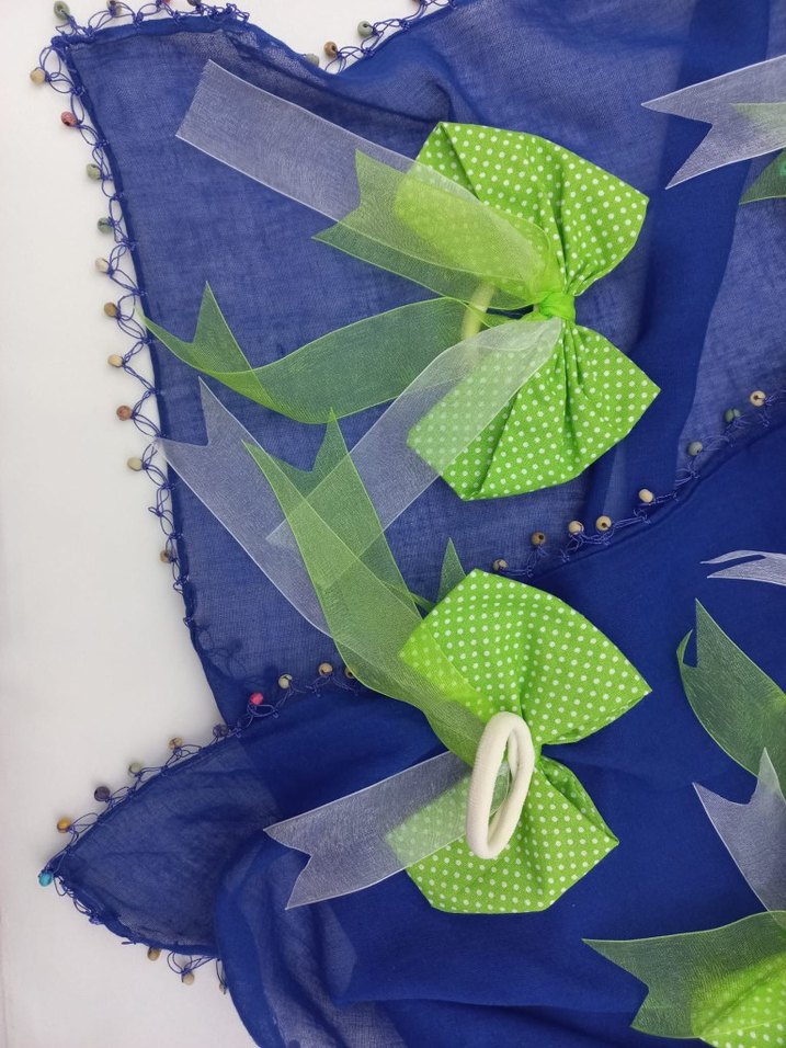 yeşil puantiyeli tül kuyruklu Saç Tokası - Görsel 5