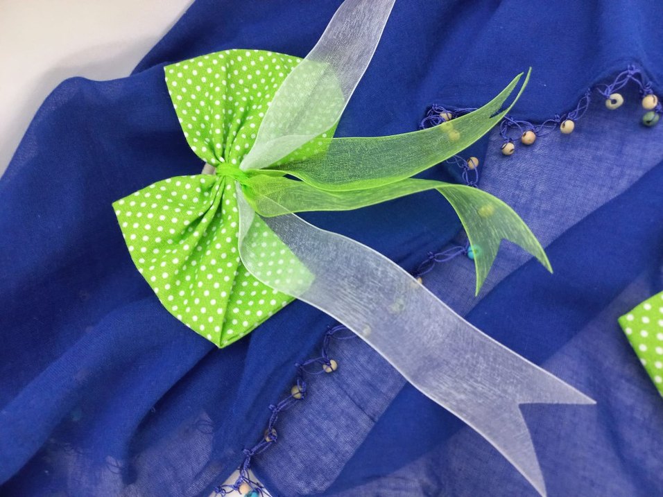 yeşil puantiyeli tül kuyruklu Saç Tokası - Görsel 4