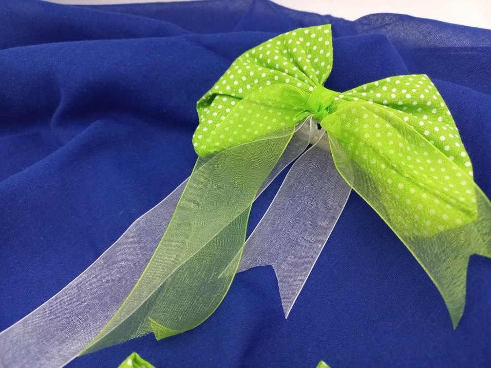 yeşil puantiyeli tül kuyruklu Saç Tokası - Görsel 2