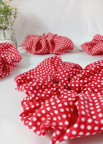 Kırmızı Puantiyeli  Saç Aksesuar seti - Görsel 4