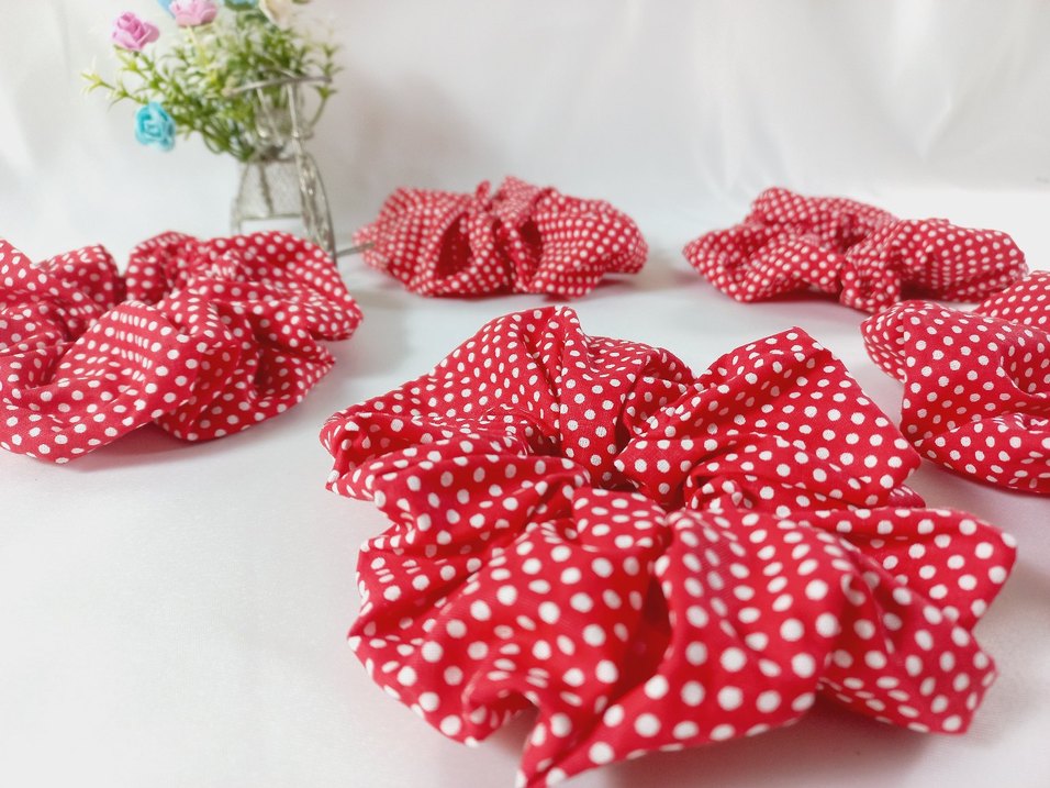 Kırmızı Puantiyeli  Saç Aksesuar seti - Görsel 4