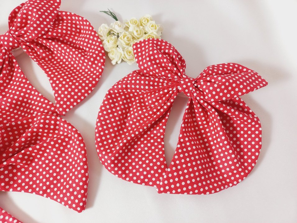 Kırmızı Puantiyeli  Saç Aksesuar seti - Görsel 3