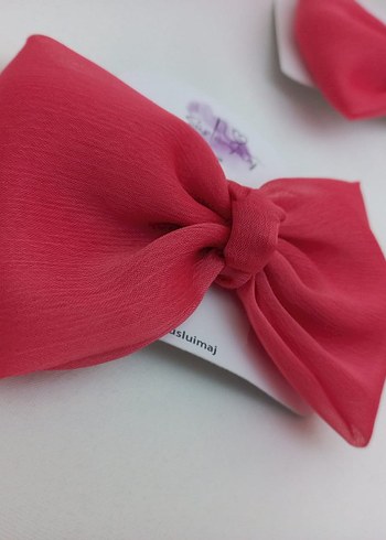 Pembe şifon Kumaşlı Fiyonk Saç Aksesuarı - Görsel 6