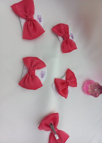 Pembe şifon Kumaşlı Fiyonk Saç Aksesuarı - Görsel 5