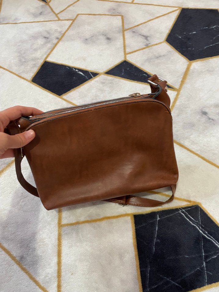 Kahverengi Deri Kadın Omuz Çantası - Görsel 3