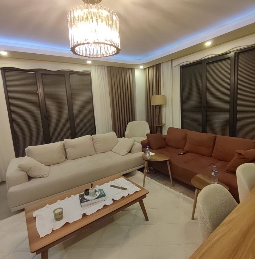 Modern Çizgili Kahverengi Gri Perde - Görsel 3