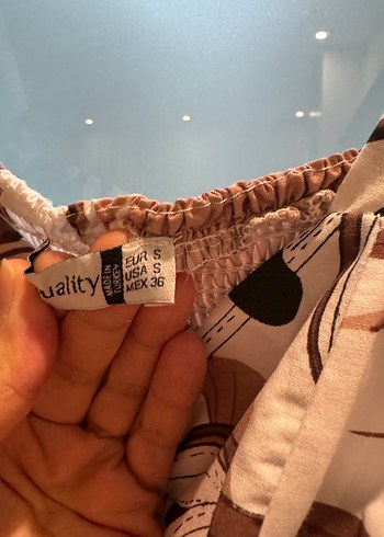 Kadın Kahverengi Bağlama Desenli Uzun Elbise - Görsel 2