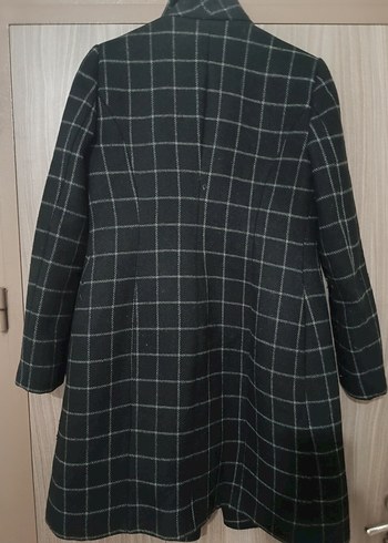 adL Gri Ekoseli Düğmeli Kadın Kaban - Görsel 3