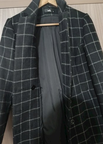 adL Gri Ekoseli Düğmeli Kadın Kaban - Görsel 4