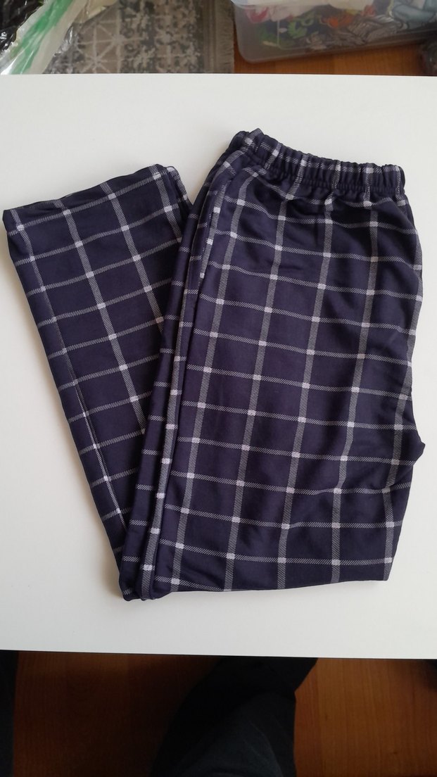 Erkek Lacivert Kareli Beli lastikli ı Pijama Altı M_L_Xl_Xll - Görsel 2