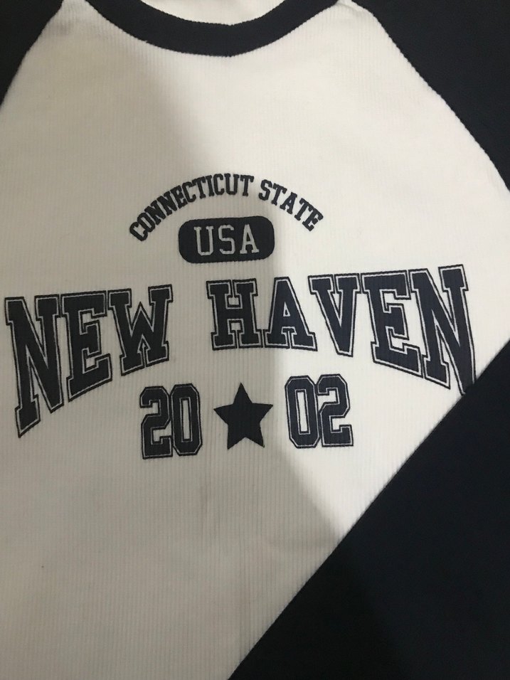 lacivert Beyaz Uzun Kollu kısa Tişört - Görsel 2