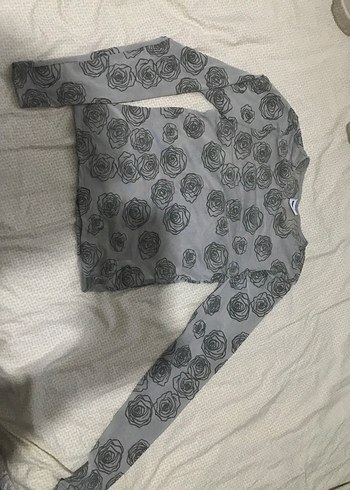 yeşil/gri Çiçek Desenli Dantel Detaylı Kadın Bluz - Görsel 2