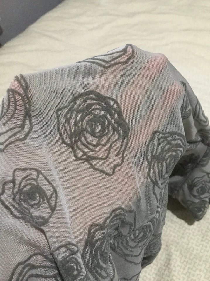 yeşil/gri Çiçek Desenli Dantel Detaylı Kadın Bluz - Görsel 4