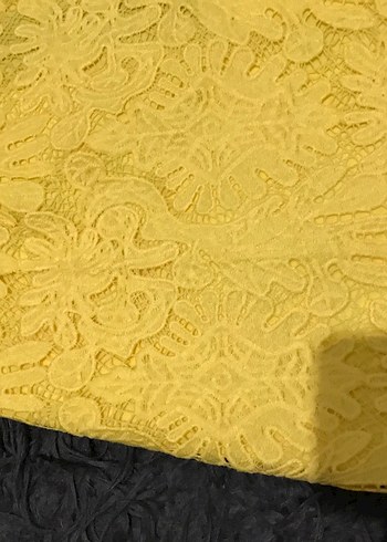 Sarı İşlemeli Dantel Mini Etek - Görsel 4