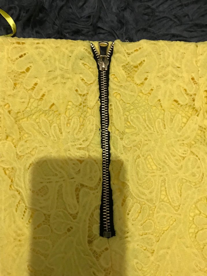 Sarı İşlemeli Dantel Mini Etek - Görsel 5