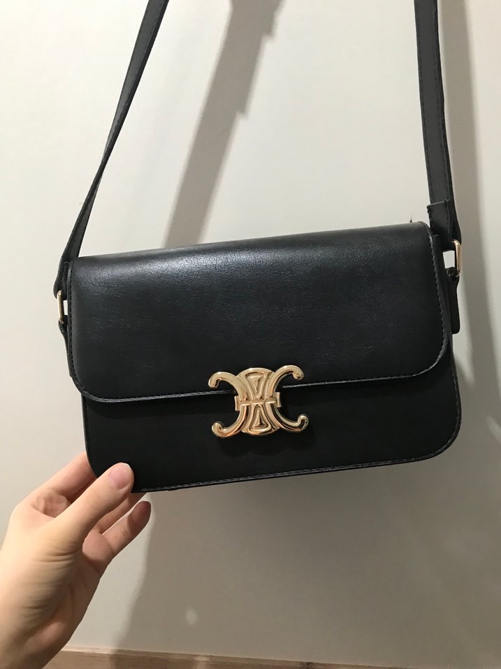 Tokalı Siyah Deri Kadın Çapraz Çanta - Görsel 3