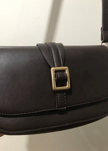 Kahverengi Deri Tokalı Kadın Çanta - Görsel 4