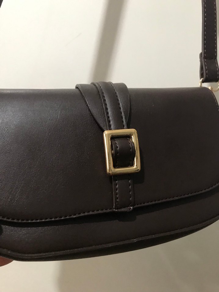 Kahverengi Deri Tokalı Kadın Çanta - Görsel 4