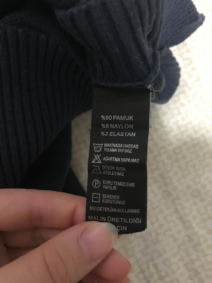 Düğmeli Mavi V Yaka Kadın Süveter - Görsel 5