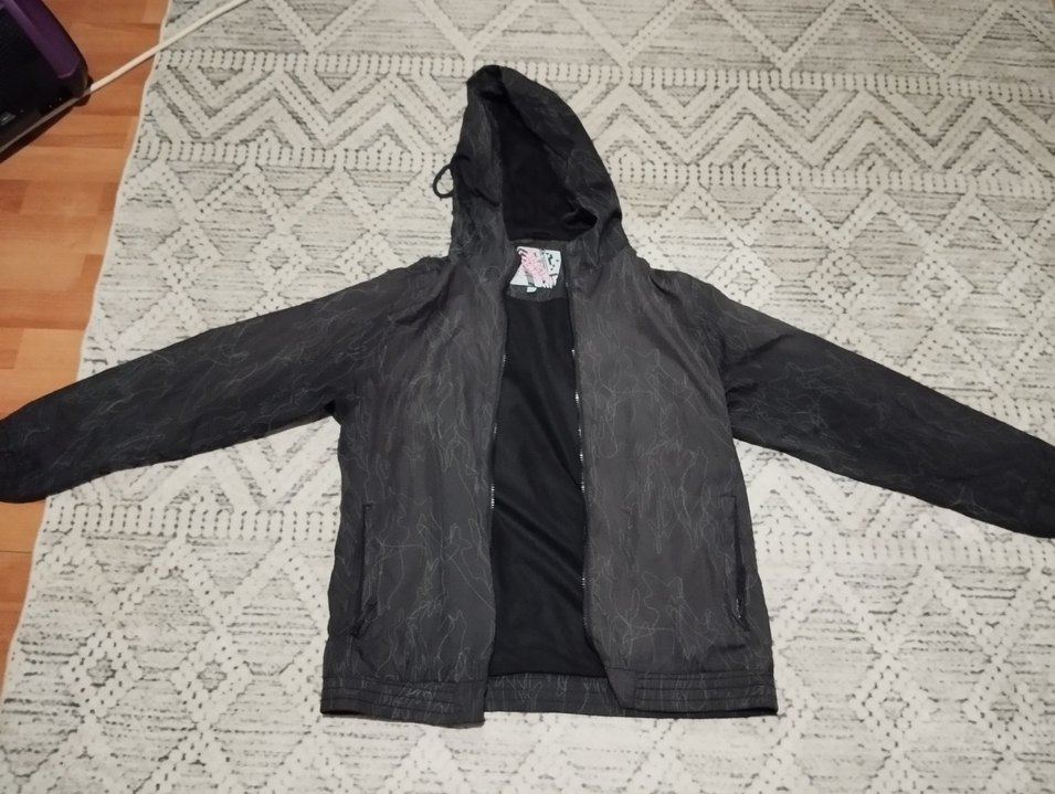 Kapüşonlu Fermuarlı Siyah Ceket - Görsel 4