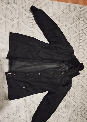 Düğmeli Siyah Midi Hamile Mont - Görsel 4